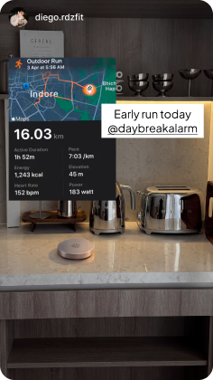 Daybreak dock on a kitchen counter with activity overlay